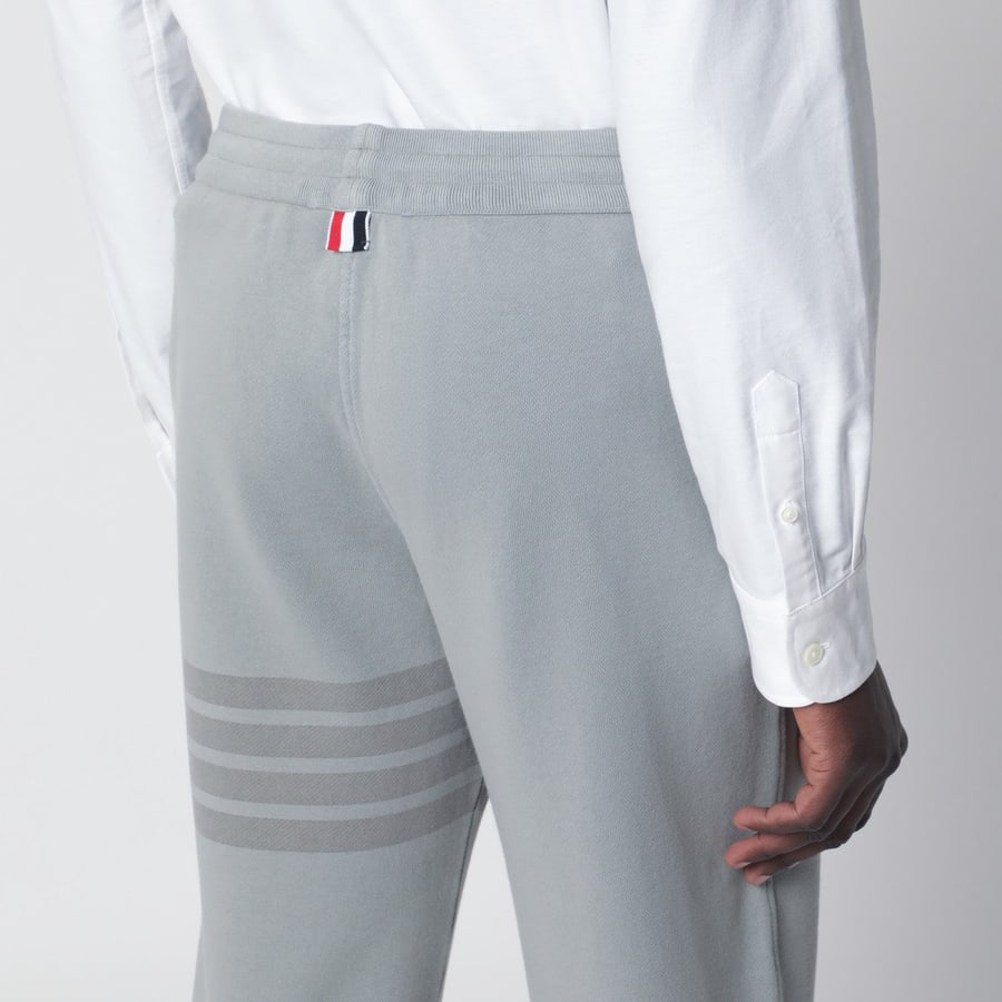 Thom Browne Pantalone jogging grigio in cotone, view 5