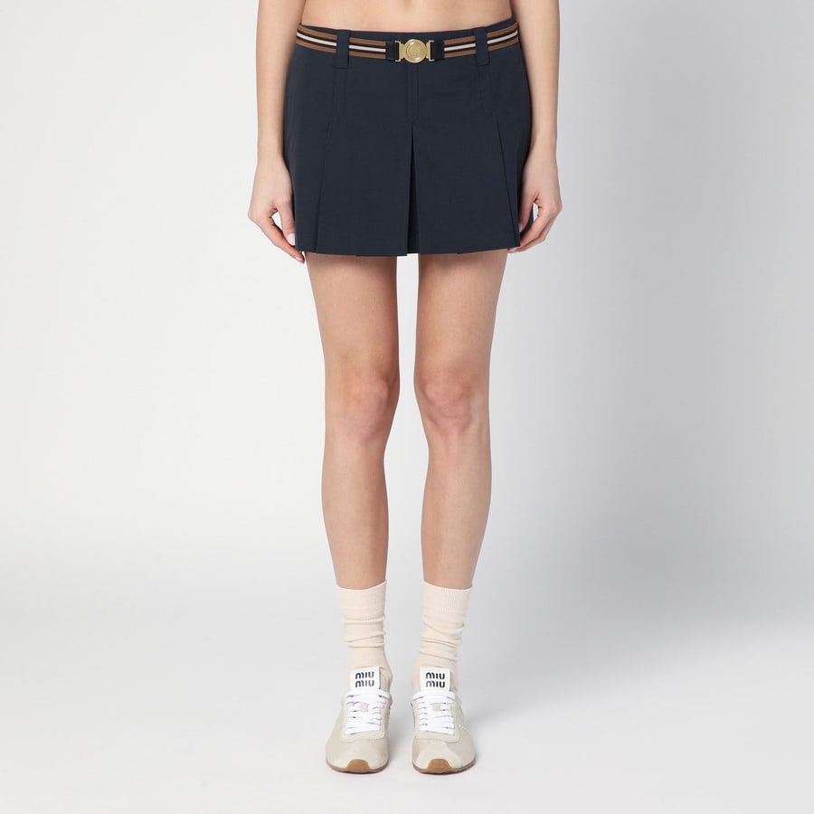 Miu Miu Minigonna a pieghe blu