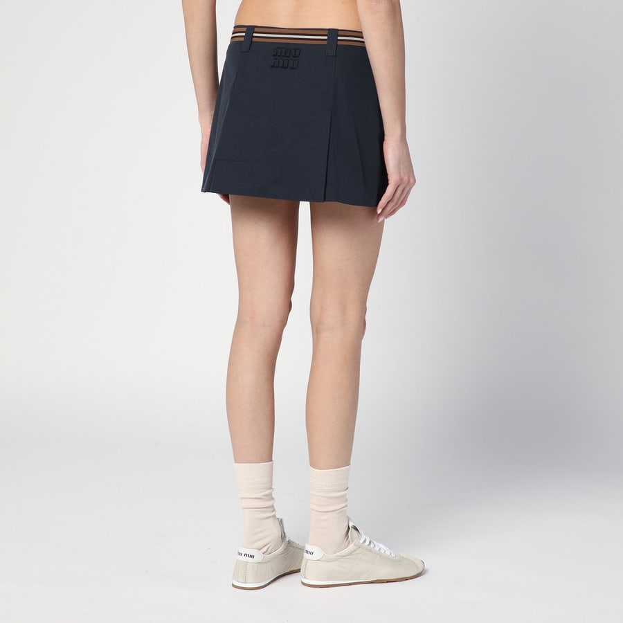 Miu Miu Minigonna a pieghe blu, view 4
