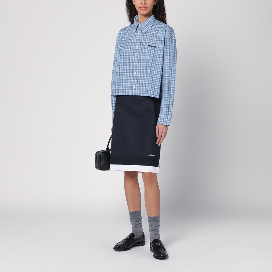 Miu Miu Gonna con doppio strato blu/bianca, view 2