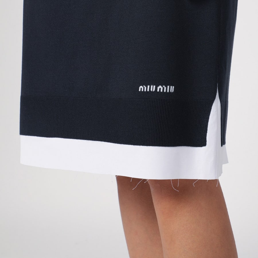 Miu Miu Gonna con doppio strato blu/bianca, view 5