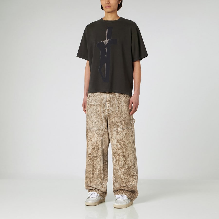 1989 STUDIO Pantaloni da carpentiere in denim stampato camo, view 2