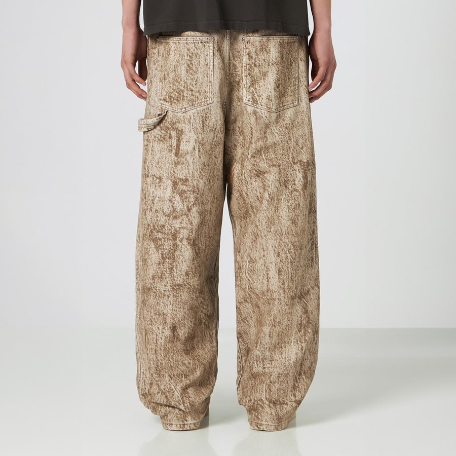 1989 STUDIO Pantaloni da carpentiere in denim stampato camo, view 3
