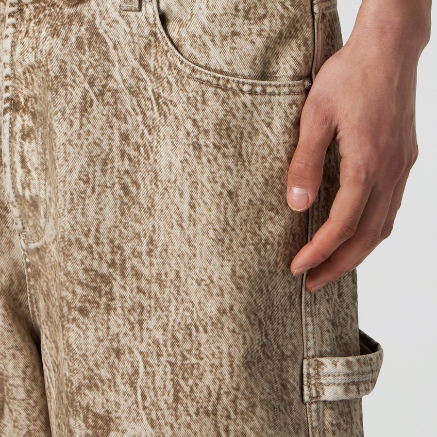 1989 STUDIO Pantaloni da carpentiere in denim stampato camo, view 4