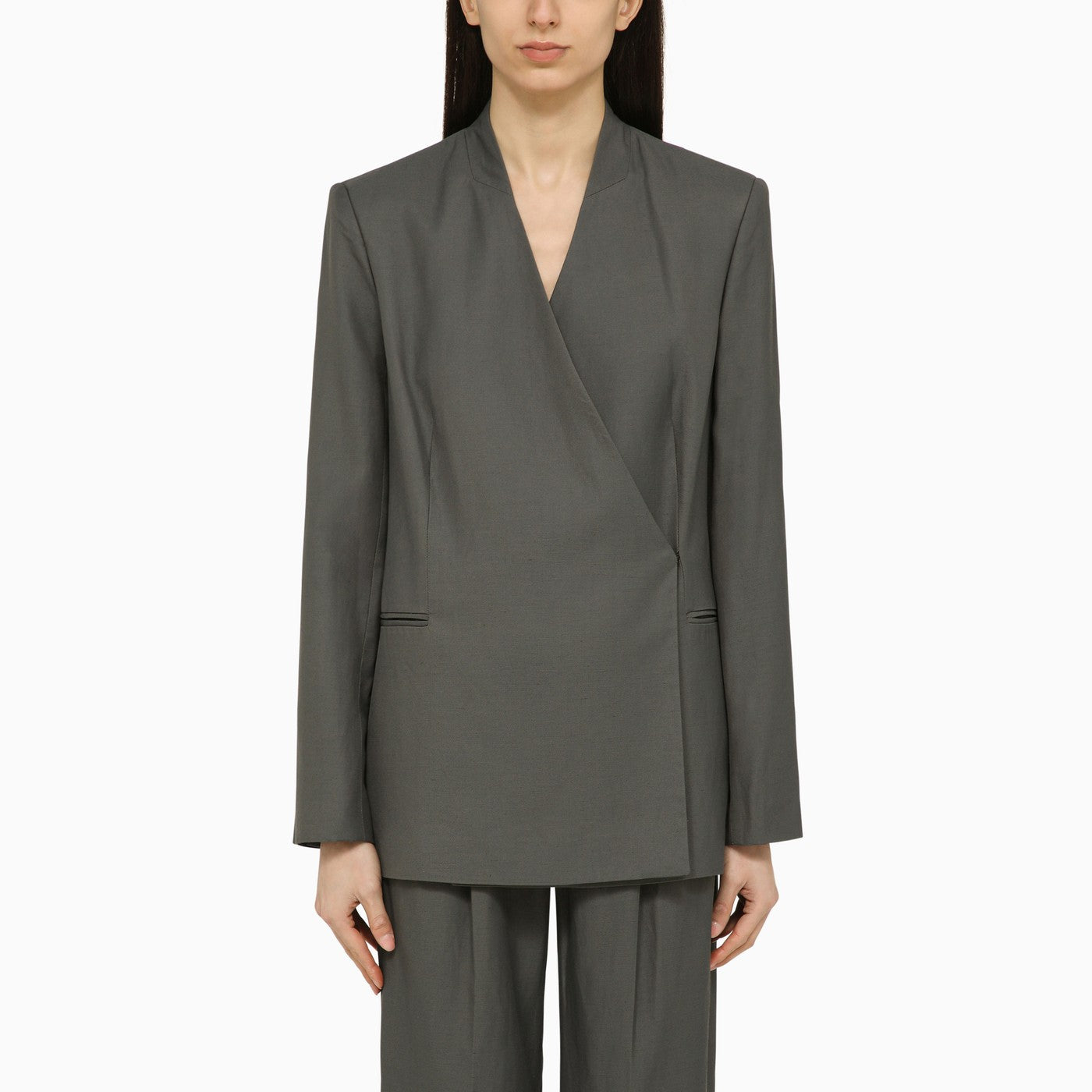 LOULOU DE SAISON Blazer monopetto Sandyato grigio in viscosa