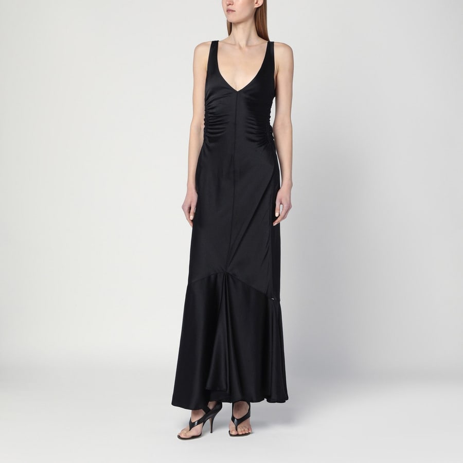 Sportmax Abito lungo nero in raso