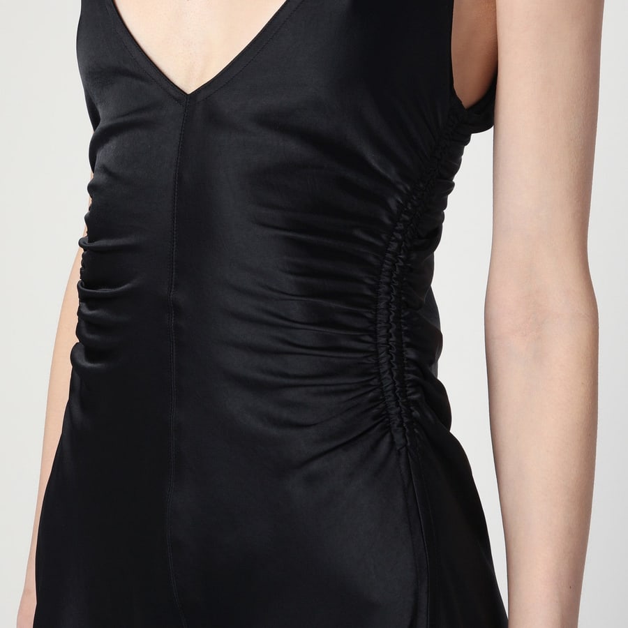 Sportmax Abito lungo nero in raso, view 4