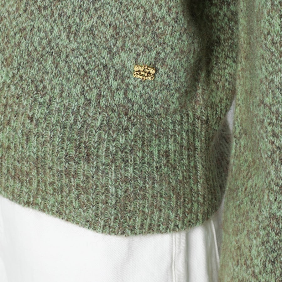 Ganni Maglione con trama verde in misto lana, view 4
