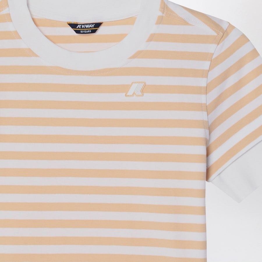 K-Way T-shirt Emel bianca/beige a righe, view 3