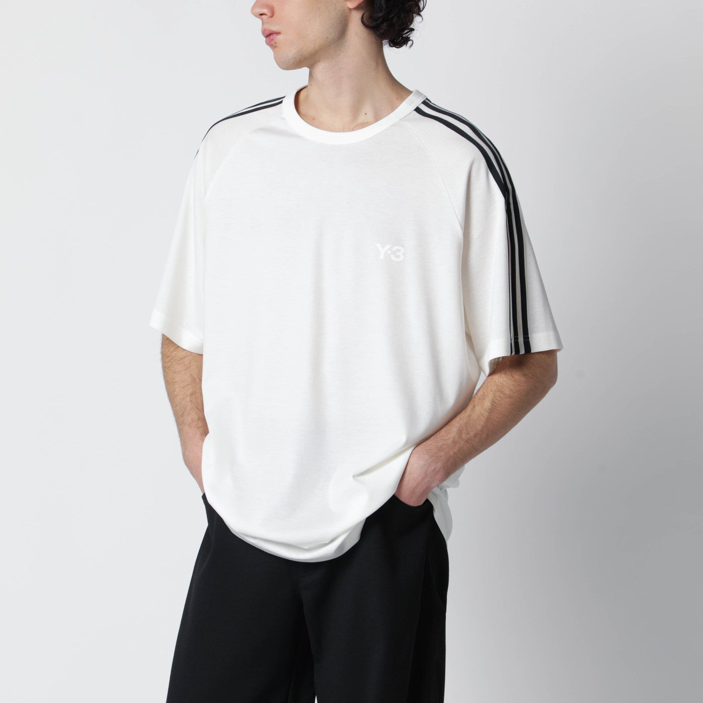 adidas Y-3 T-shirt ampia Core White con logo