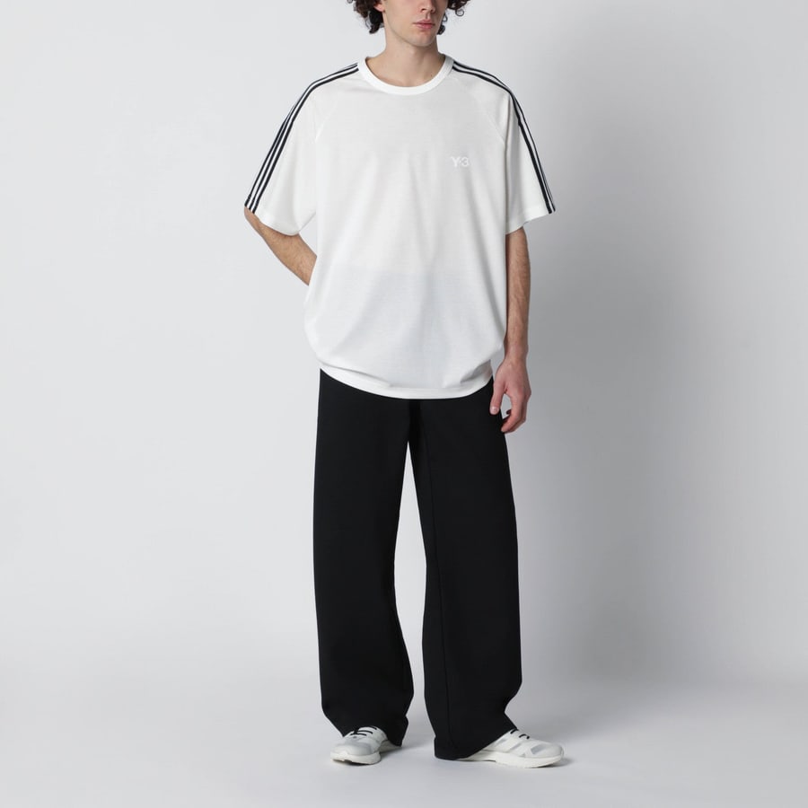 adidas Y-3 T-shirt ampia Core White con logo, view 2
