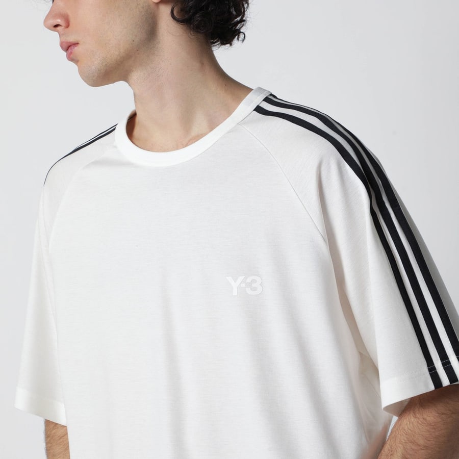 adidas Y-3 T-shirt ampia Core White con logo, view 4