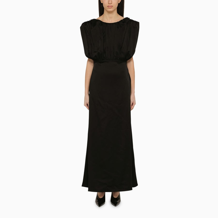 Jil Sander Abito lungo con arricciature nero