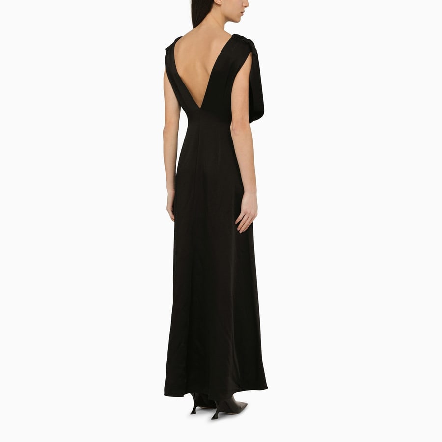 Jil Sander Abito lungo con arricciature nero, view 3