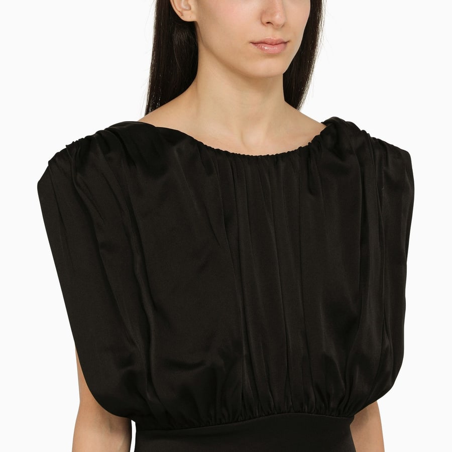 Jil Sander Abito lungo con arricciature nero, view 4