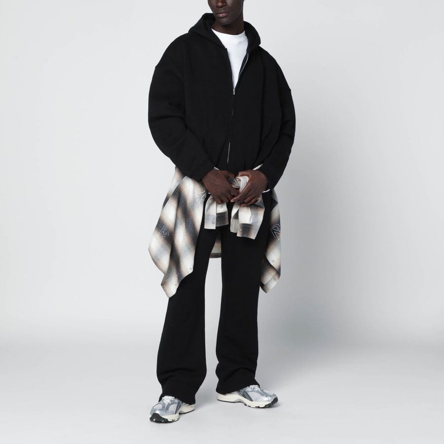REPRESENT Felpa con zip e cappuccio nera, view 2