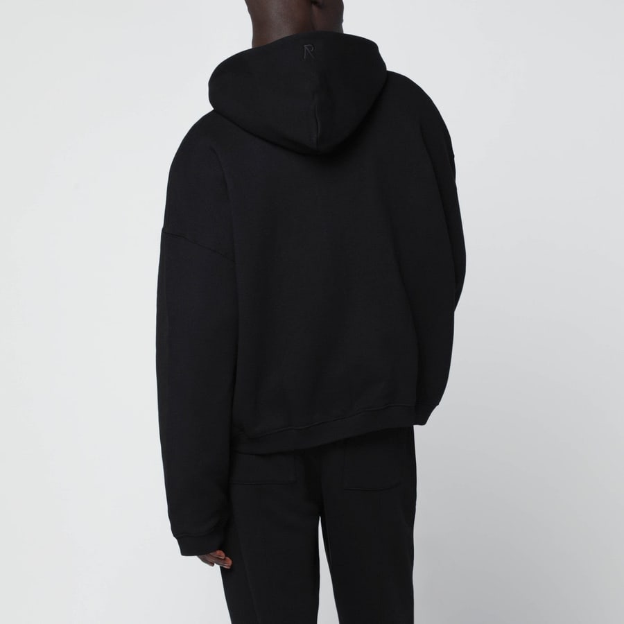 REPRESENT Felpa con zip e cappuccio nera, view 3