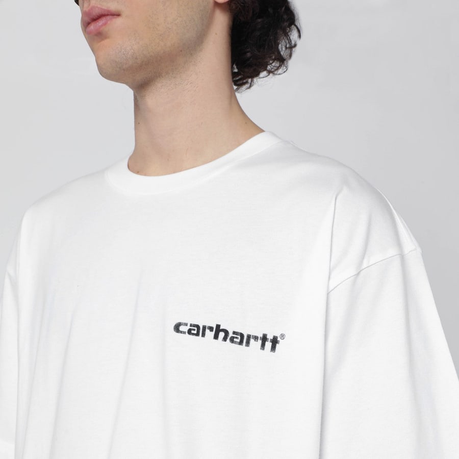 Carhartt WIP T-Shirt S/S Caps bianca in cotone, view 4