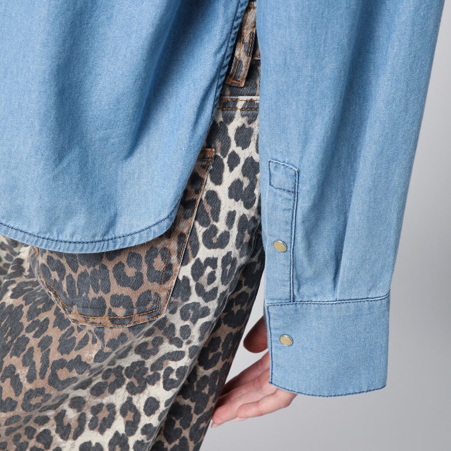 HALFBOY Camicia azzurra in denim, view 4