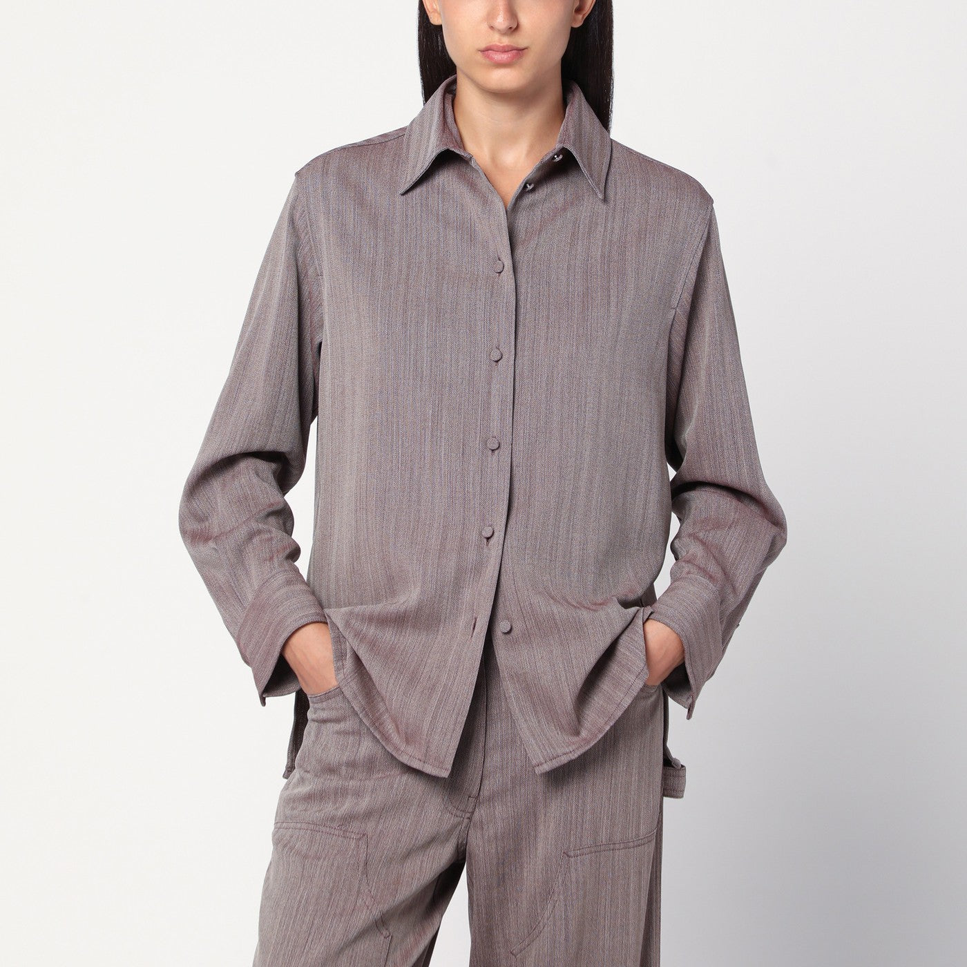 Golden Goose Camicia granata in misto lana chevron