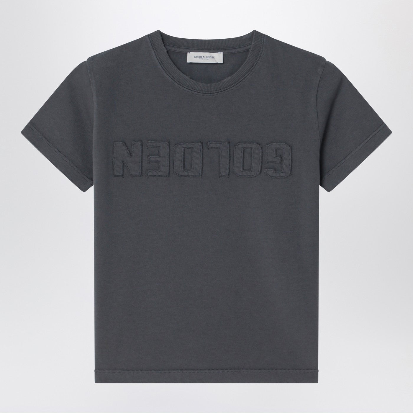 Golden Goose T-shirt grigia antracite con logo