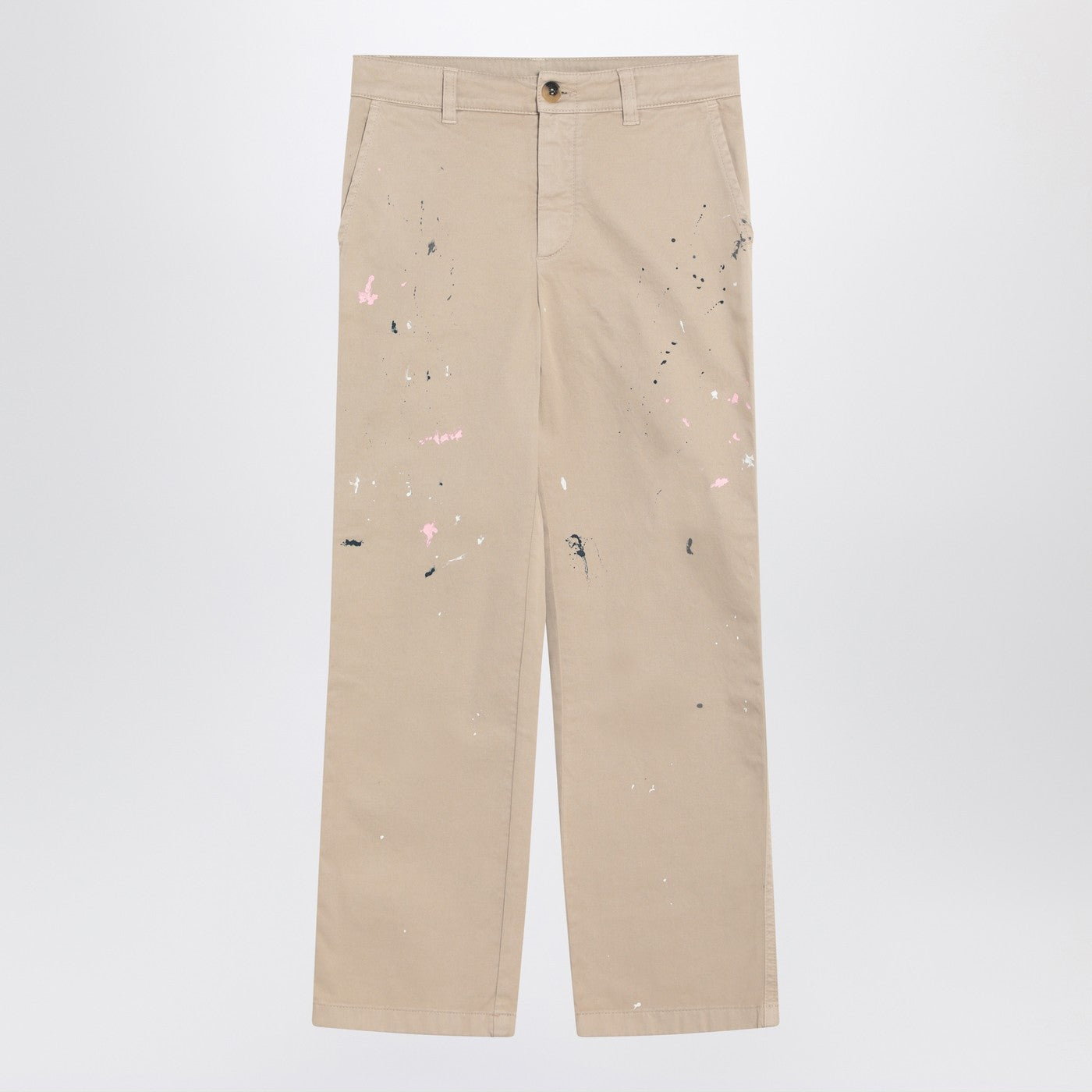 Golden Goose Pantaloni beige con dettagli schizzi