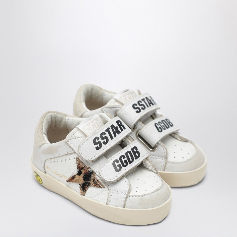 Golden Goose Sneakers Old School bianca con stella leopardata, view 2