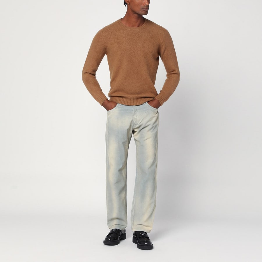 Prada Pantalone azzurro effetto washed in velluto a costine, view 2