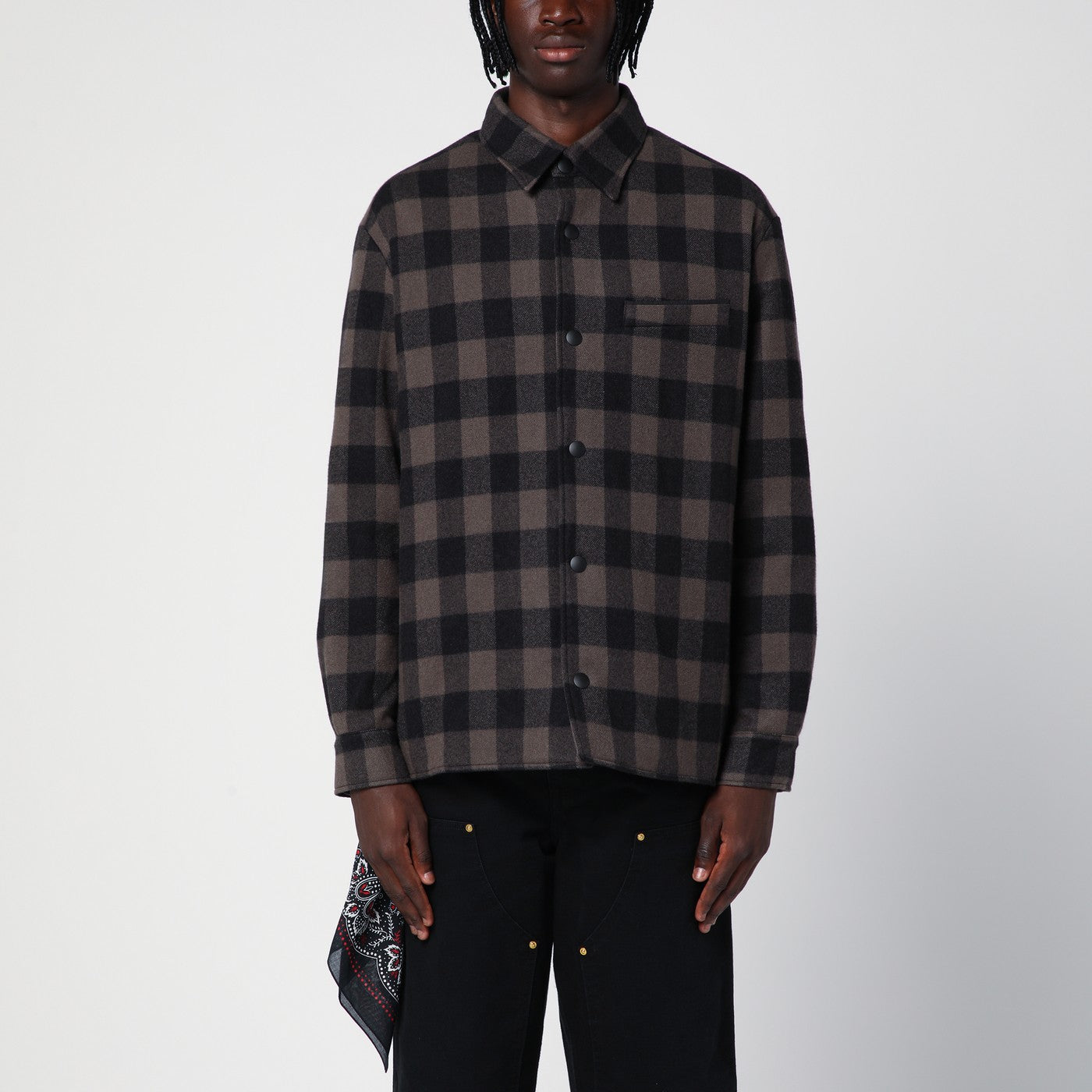 DESTIN SURL Overshirt in lana e cashmere con motivo check