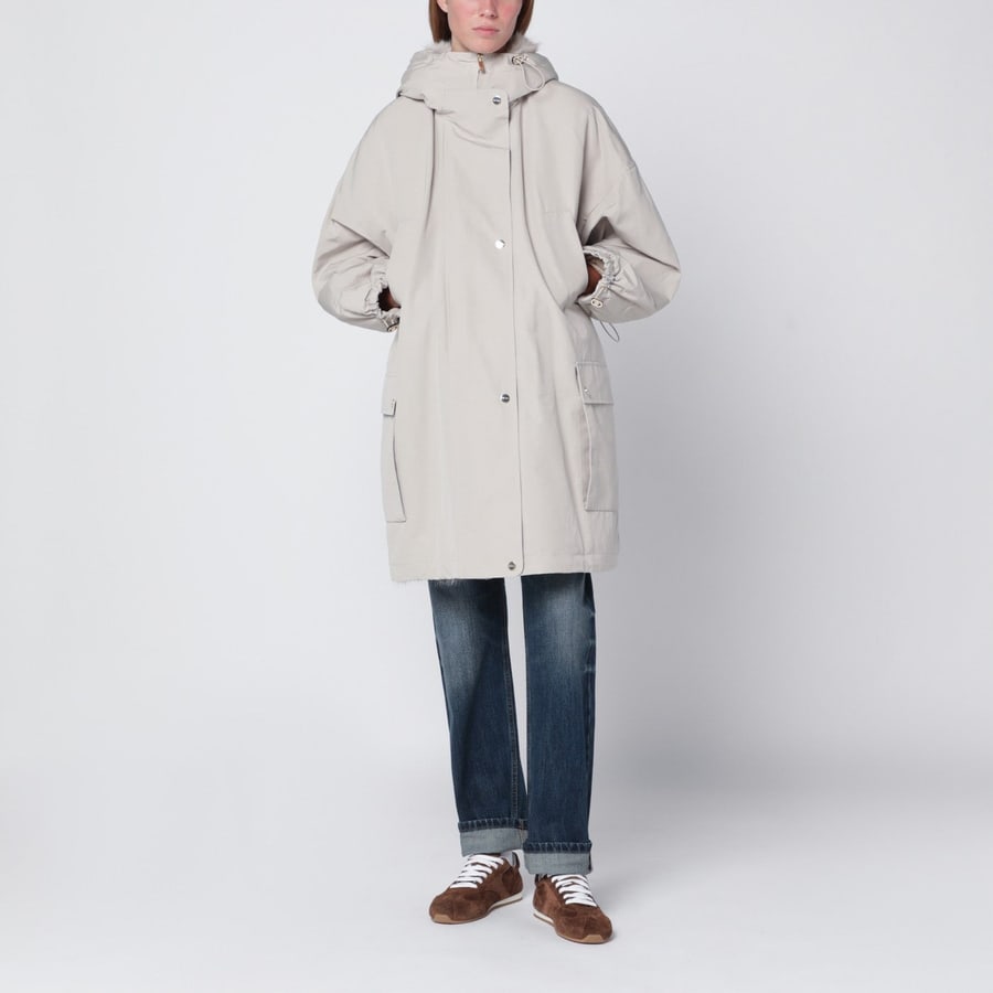 Max Mara Studio Parka beige chiaro in misto cotone, view 2