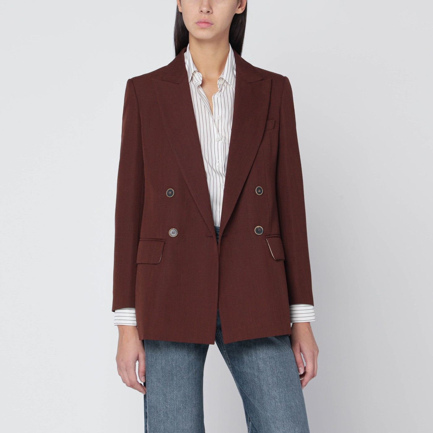 Max Mara Giacca color terra in grain de poudre di lana