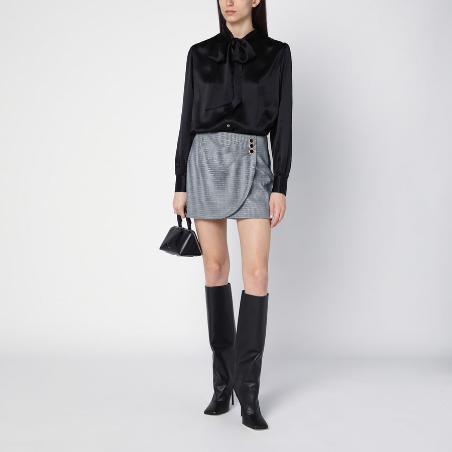 ALESSANDRA RICH Camicia nera in seta con fiocco, view 2