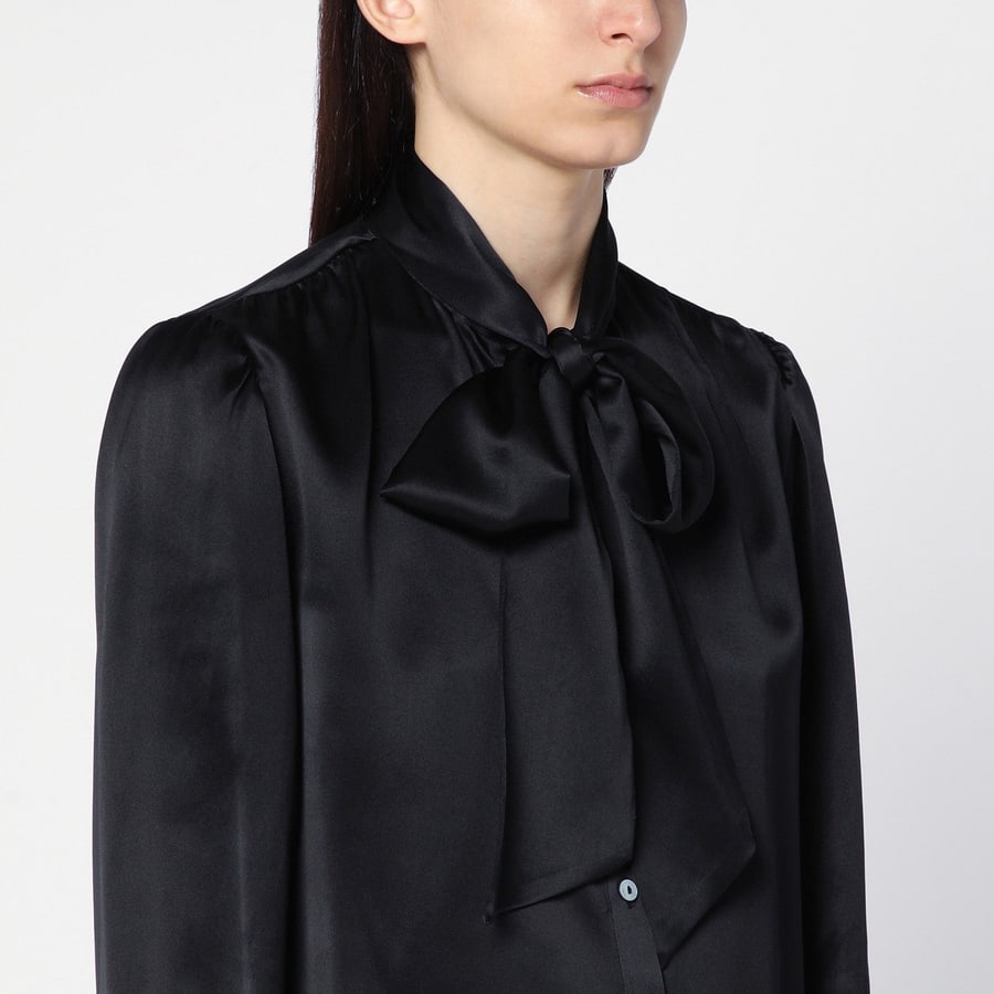 ALESSANDRA RICH Camicia nera in seta con fiocco, view 4