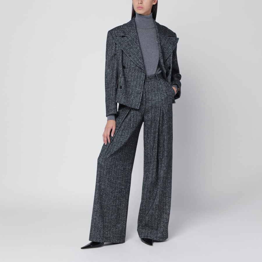 Dolce & Gabbana Giacca over corta grigia scura rigata, view 2