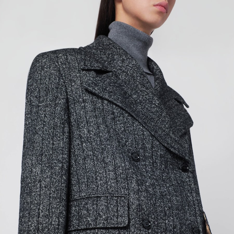 Dolce & Gabbana Giacca over corta grigia scura rigata, view 4