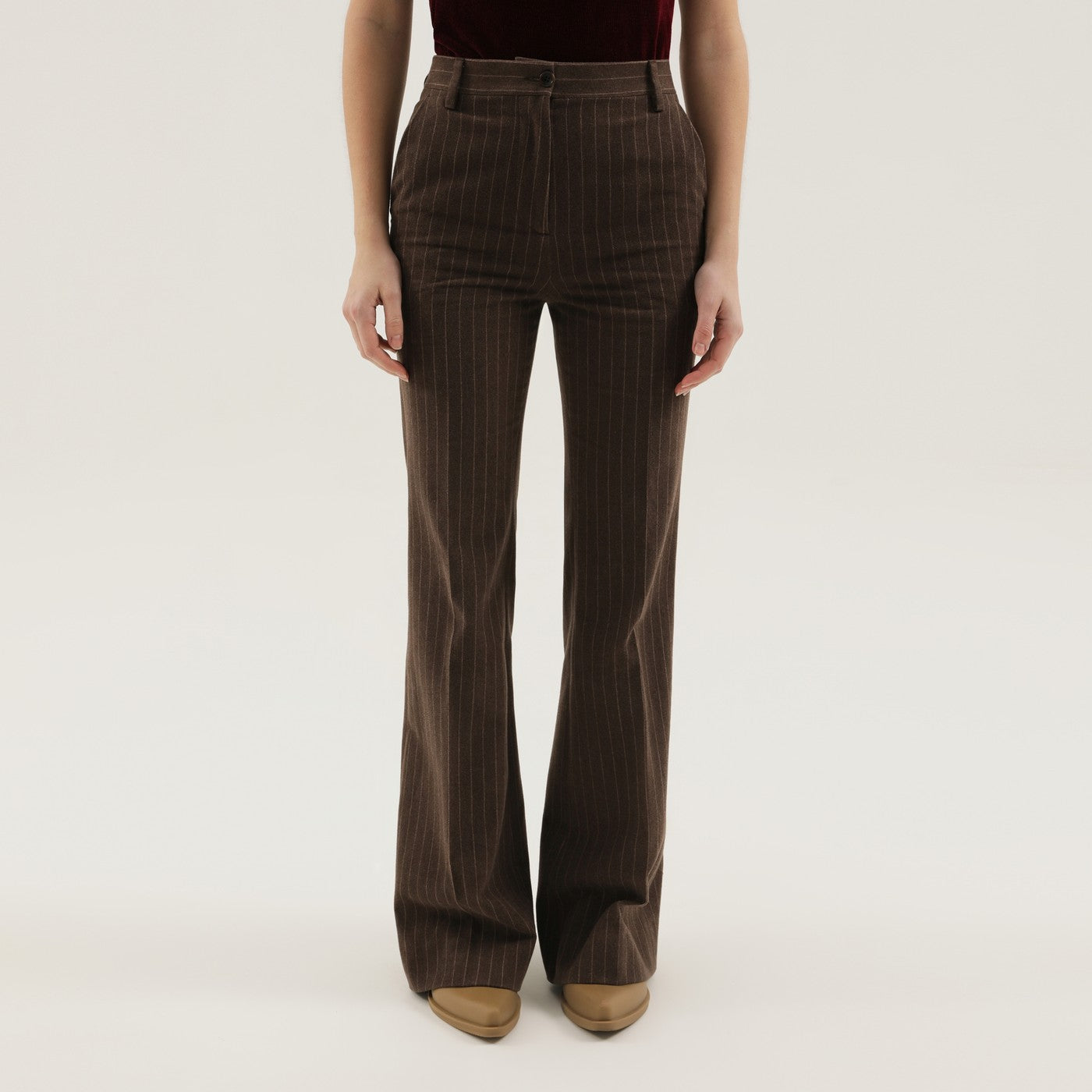 1989 STUDIO Pantaloni a zampa marroni a righe