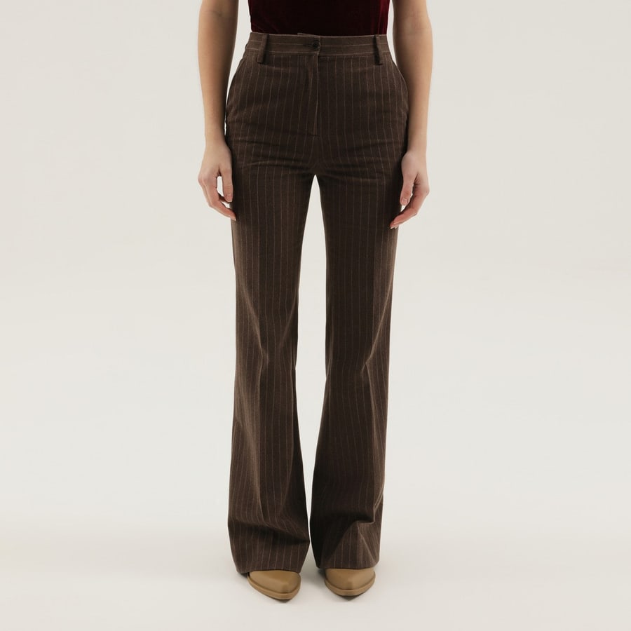 1989 STUDIO Pantaloni a zampa marroni a righe