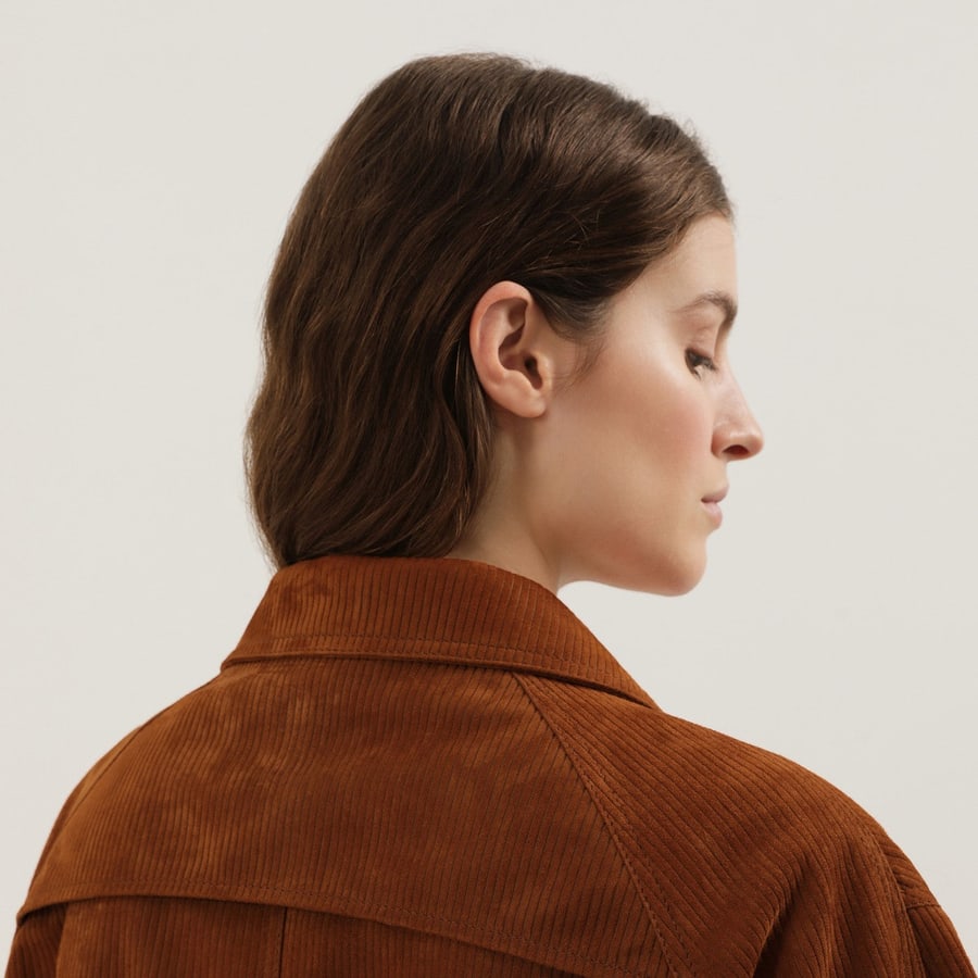1989 STUDIO Cappotto Makintosh in pelle marrone a coste, view 4