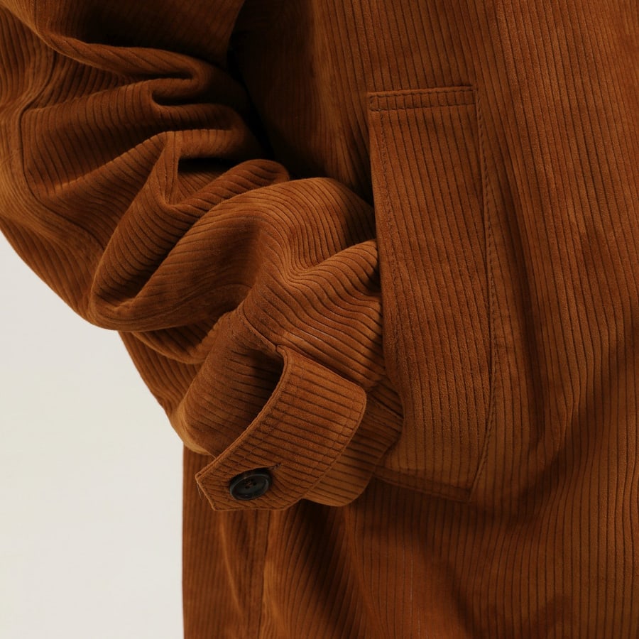 1989 STUDIO Cappotto Makintosh in pelle marrone a coste, view 6