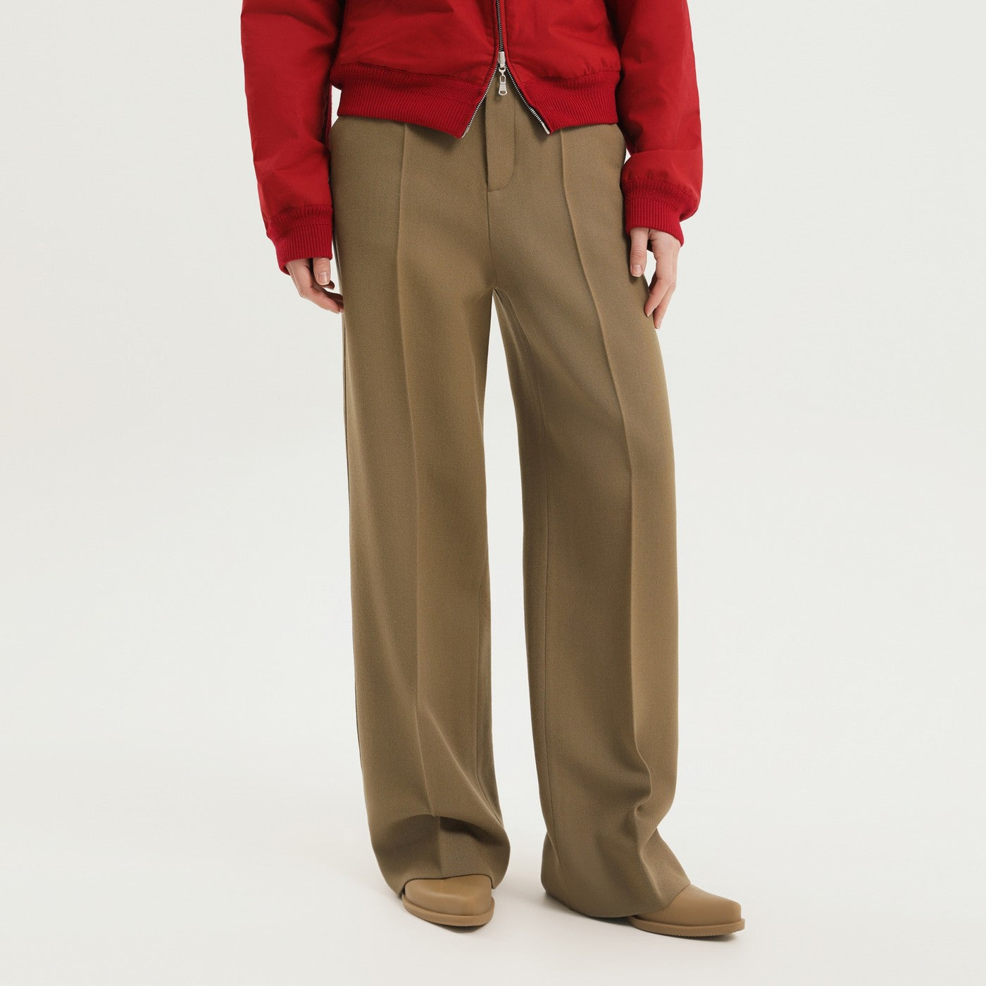 1989 STUDIO Pantaloni dritti in lana verde oliva