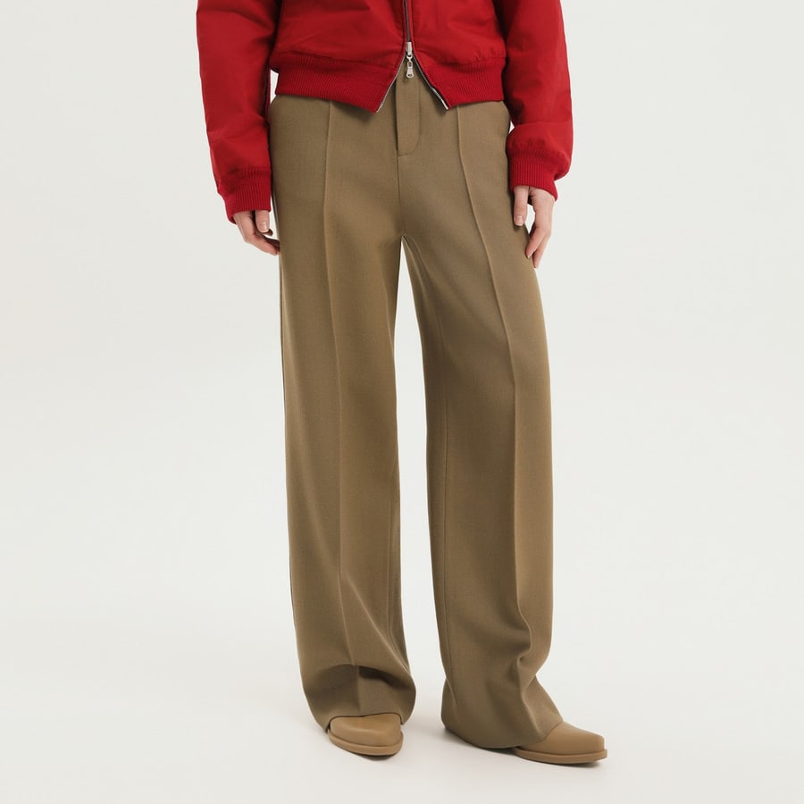 1989 STUDIO Pantaloni dritti in lana verde oliva