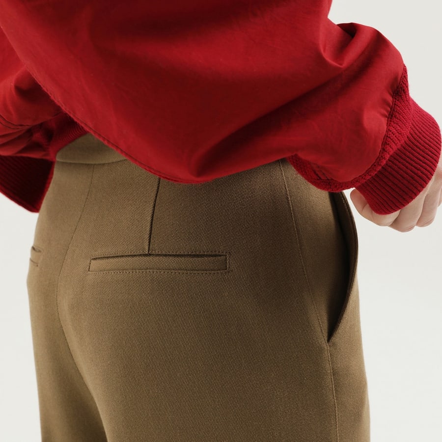 1989 STUDIO Pantaloni dritti in lana verde oliva, view 5