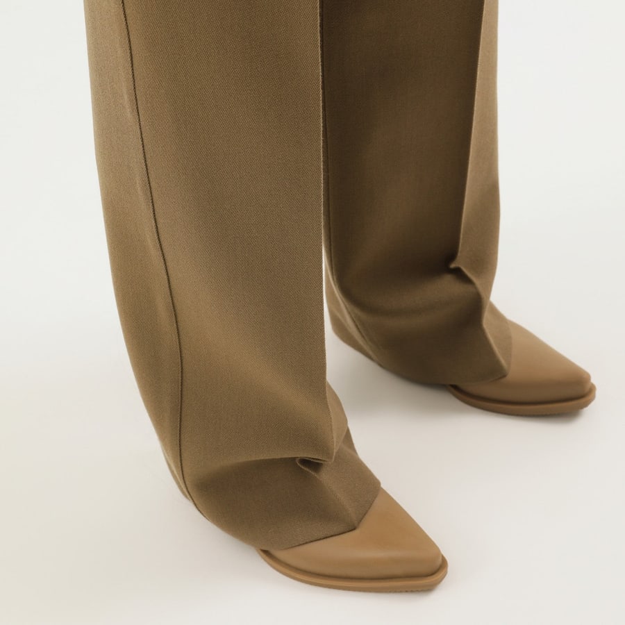 1989 STUDIO Pantaloni dritti in lana verde oliva, view 6