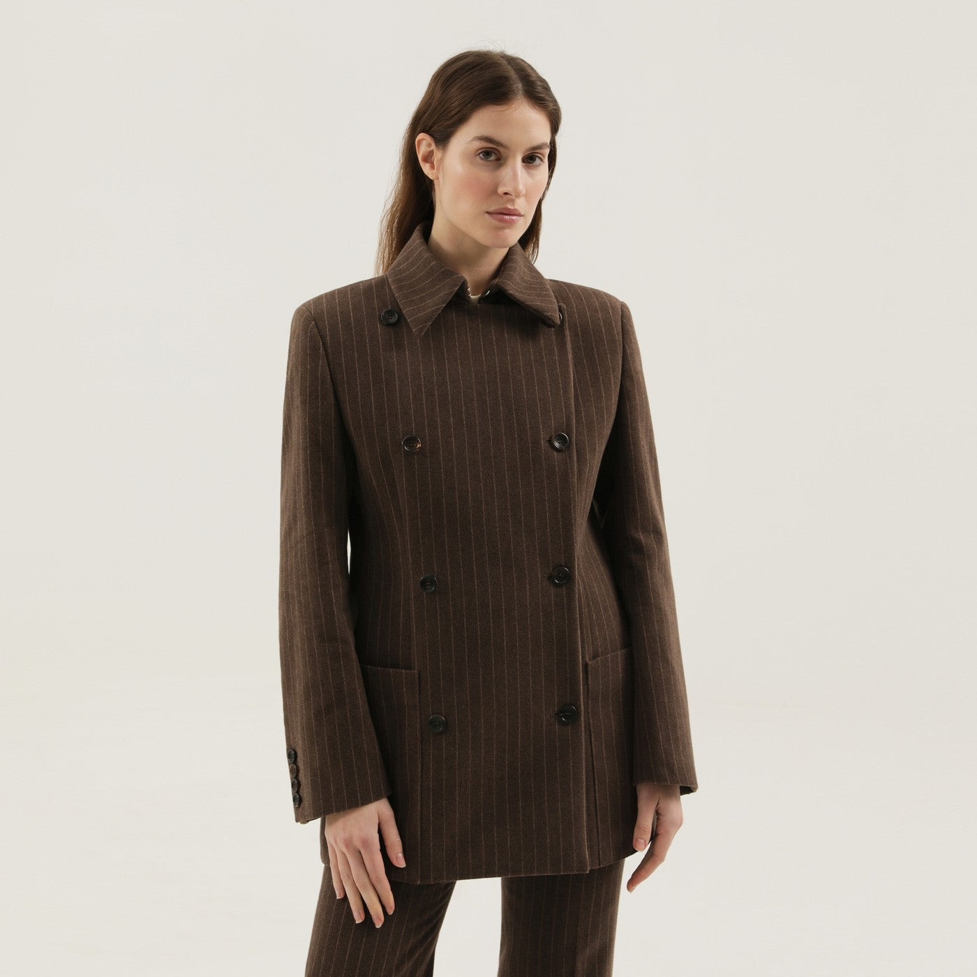 1989 STUDIO Blazer doppiopetto marrone a righe