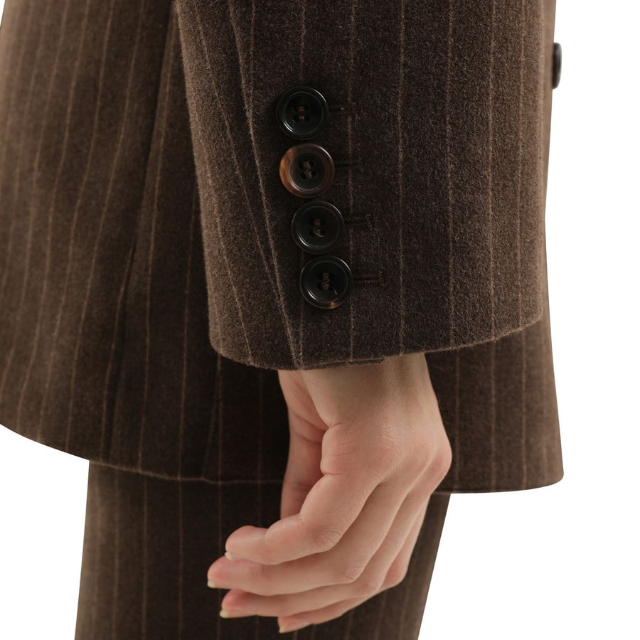 1989 STUDIO Blazer doppiopetto marrone a righe, view 5