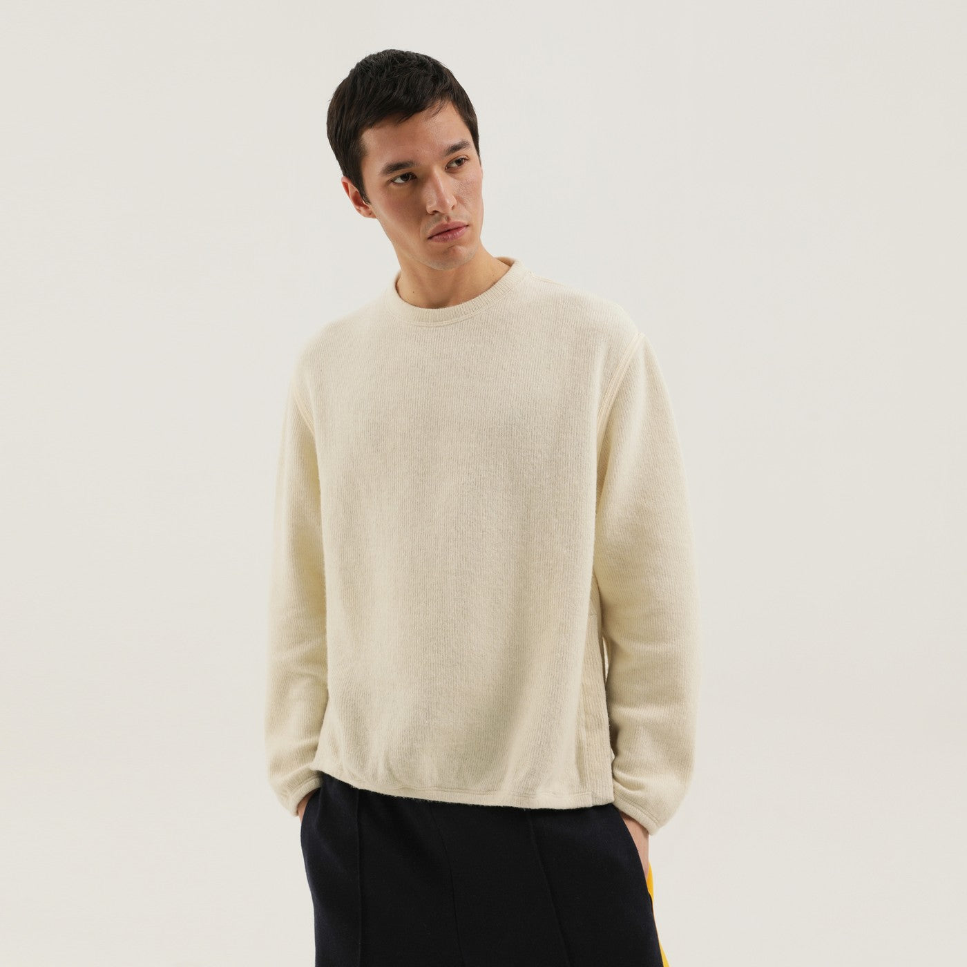 1989 STUDIO Maglione bianco a coste con spacchi