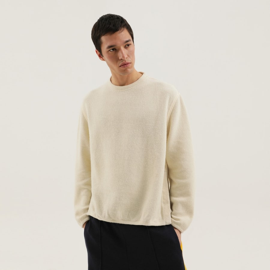 1989 STUDIO Maglione bianco a coste con spacchi