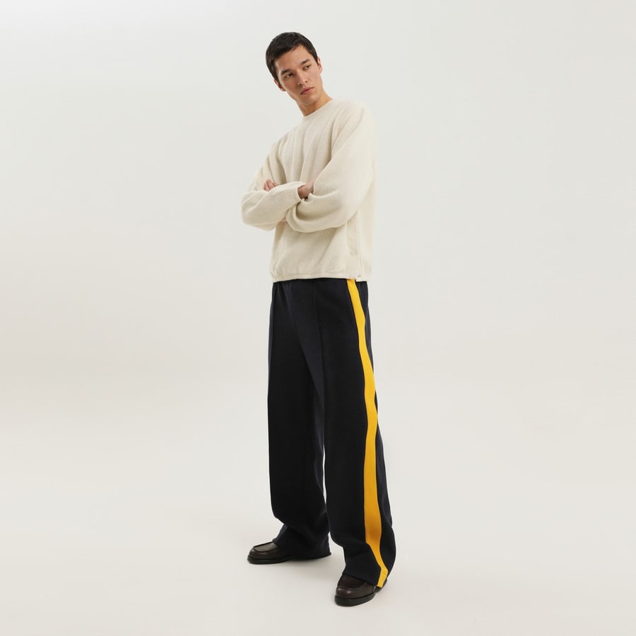1989 STUDIO Maglione bianco a coste con spacchi, view 2