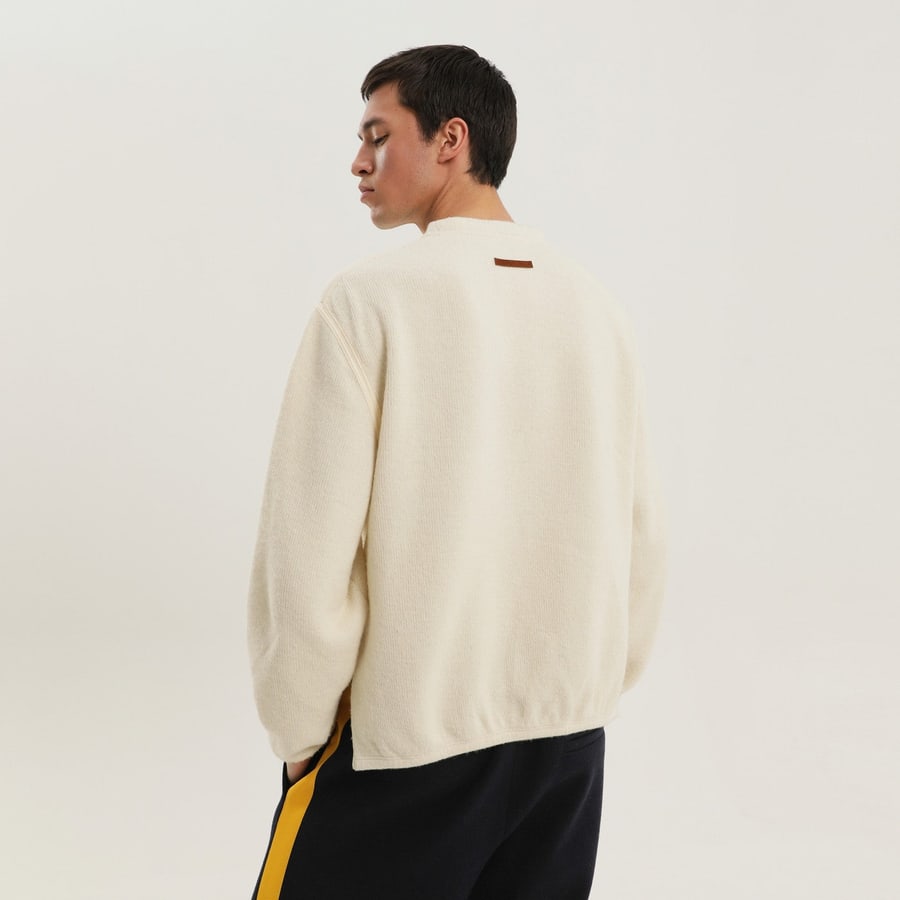 1989 STUDIO Maglione bianco a coste con spacchi, view 3