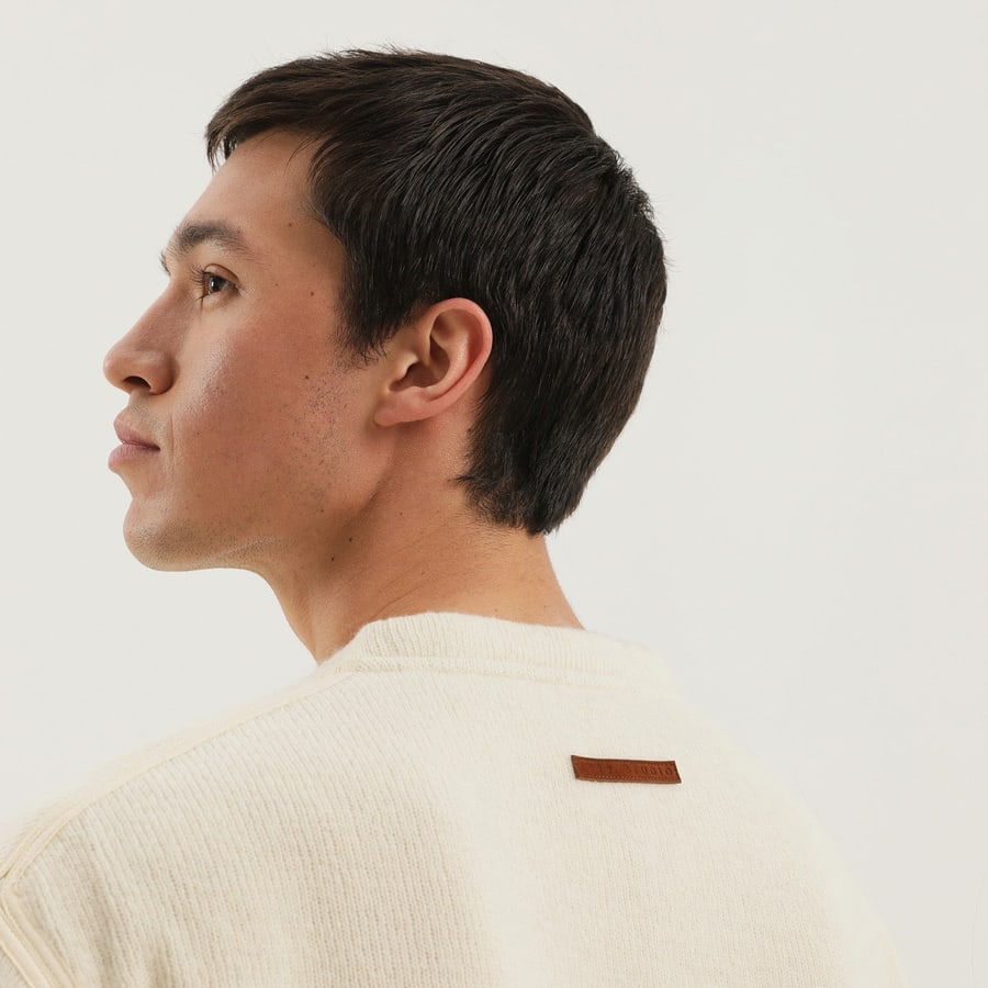 1989 STUDIO Maglione bianco a coste con spacchi, view 5